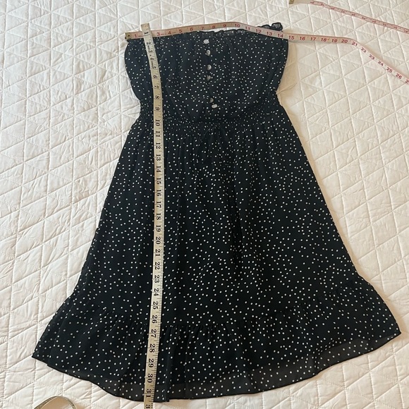 Black White Polka Dot Bandeau Mini Midi Dress - Picture 2 of 4